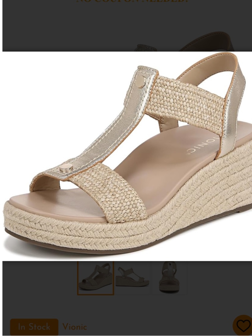 Vionic Neutral Beige Espadrille Wedge Sandals